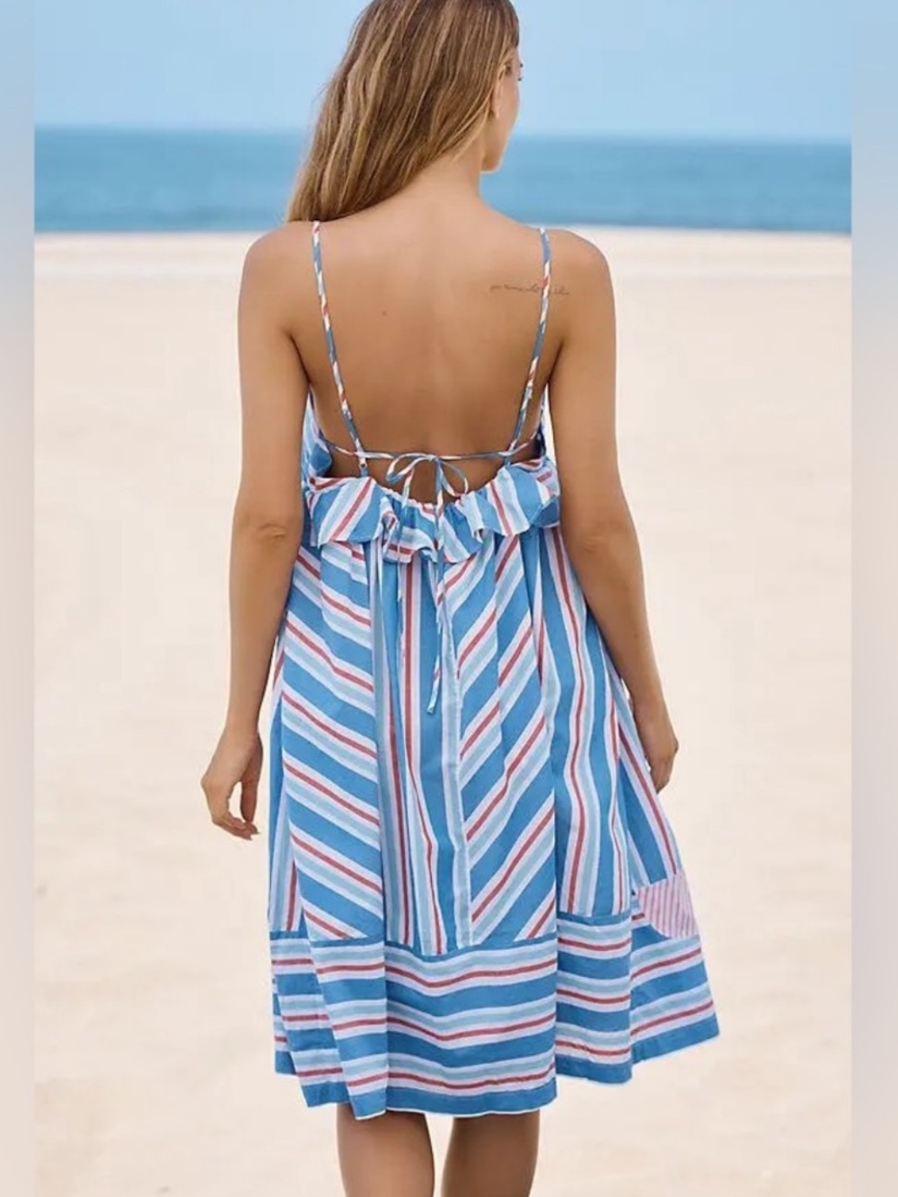 NWT Anthropologie Celandine Sleeveless Square-Neck Knee-Length Striped Dress - Picture 3 of 10